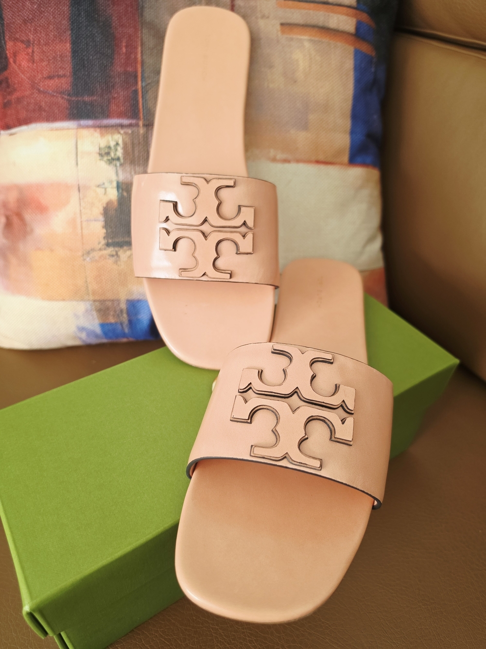 Tory Burch Pink Leather Slide Sandals